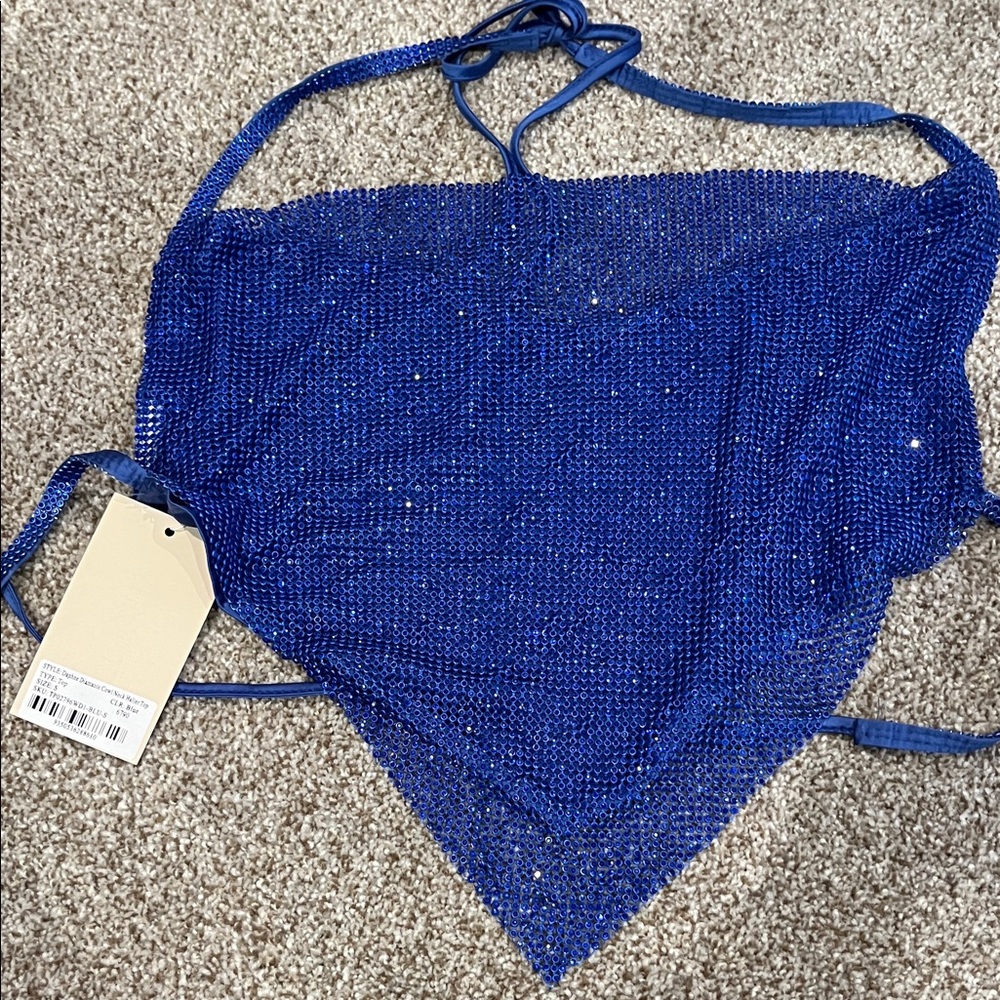 Meshki Blue Glitter Women Top